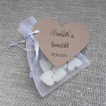 Gastgeschenk zur Hochzeit Organzabeutel Herz Miniseifen vintage weiss Kraft Fisch Kommunion Konfirmation Taufe
